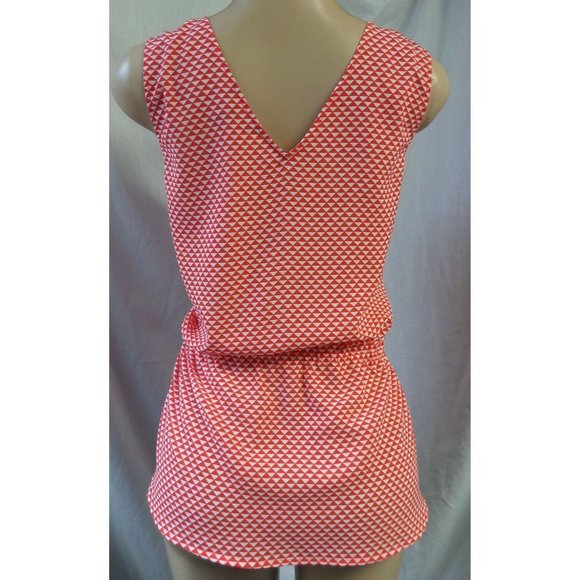 "BANANA REPUBLIC" RED & WHITE GEO V-NECK TANK TOP SHIRT BLOUSE SIZE: XL NWT - Picture 5 of 5